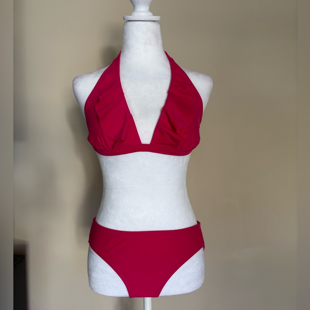 🎾Hot Pink Ruffled Bikini